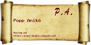 Popp Anikó névjegykártya